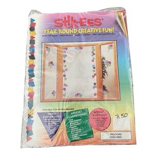 Vtg Stik-ees Window Clings balloons AAA1 90s Teacher School boy girl birthday
